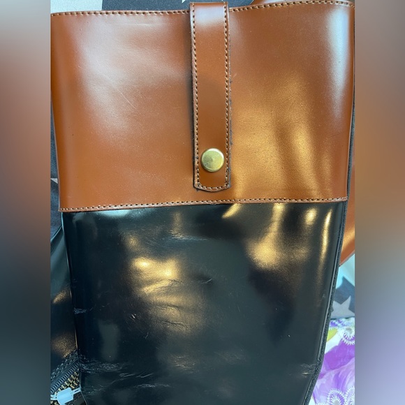 NEW STEVE MADDEN EQUESTRIAN CHALET TALL LEATHER BLACK /BROWN BOOTS 6.5 - Picture 8 of 8